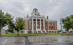 The San Saba County Courthouse in San Saba with emblem "From the People to the People."