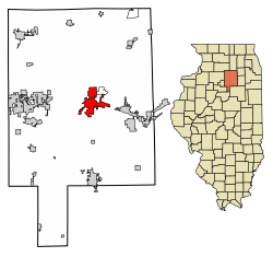 Location of Ottawa in LaSalle County, Illinois.