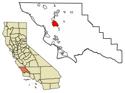 Location of Atascadero in San Luis Obispo County, California