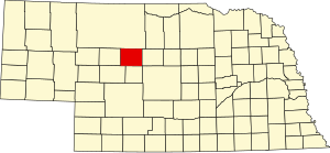 Map of Nebraska highlighting Thomas County