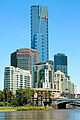 Eureka Tower seen from a bridge over the Yarra River