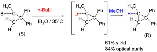 Estabilidade óptica do 1-metil-2,2-difenilciclopropilitio.