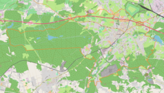 Mapa konturowa Chrzanowa, blisko centrum na prawo znajduje się punkt z opisem „Fablok”