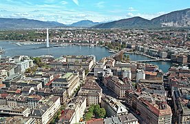 Genf, am Ausfluss aus dem Genfersee