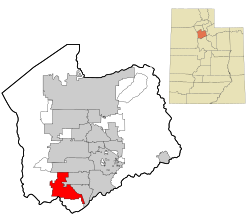 Location in Salt Lake County and the state of Utah.