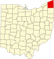 Localização do Map of Ohio highlighting Ashtabula County