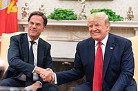 Rutte with U.S. President Donald Trump in the Oval Office of the White House on 18 July 2019