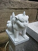 A komainu with a horn on its head