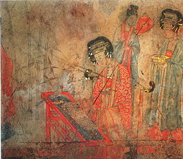 Fresco di makam Dinasti Liao (907-1125) di Baoshan, Ar Horqin.
