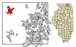 Location of Harvard in McHenry County, Illinois.