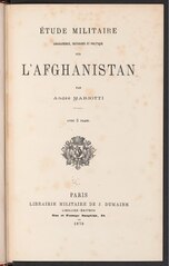 André Mariotti, Étude militaire, géographique, historique et politique sur l’Afghanistan, 1879    