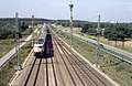 200km/hで42番高速分岐器EW 60-7000/6000-1:42-fbを通過するDB103形牽引列車（マンハイム-シュトゥットガルト高速線ザールバッハ信号場、1988年供用開始）