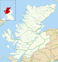 Mapa konturowa Highland, blisko centrum na prawo znajduje się punkt z opisem „Invergordon”