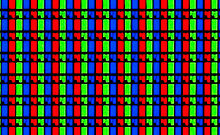 LCD monitora pikseļi RGB modelī.