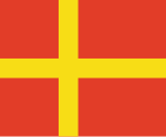 Semiofficiell flagga för Skåne[2] och inofficiell flagga för Skåneland.