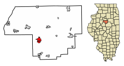 Location of Eureka in Woodford County, Illinois.