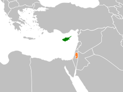 Map indicating locations of Cyprus and Palestine