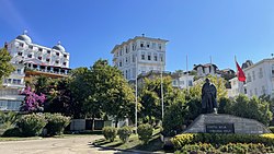 One of the main squares of the island, with the statue of Mustafa Kemal Atatürk.