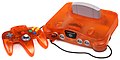 A translucent orange Nintendo 64