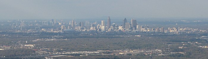 Atlanta's urban core viewed from the Southwest near Hartsfield-Jackson Atlanta International Airport in 2008