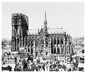 Kölner Dom von Süden, Türme im Bau, Neg.-Nr. RBA 42.780, Aufnahme 1875 (Rheinisches Bildarchiv Köln)