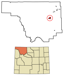 Location of Cody in Park County, Wyoming.