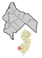 Penns Grove Borough highlighted in Salem County. Inset map: Salem County highlighted in the State of New Jersey.