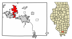 Location of Herrin in Williamson County, Illinois.