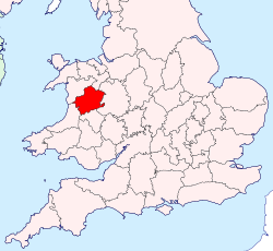 Montgomeryshire shown within England and Wales