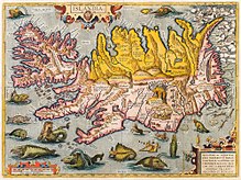 16th century map of Iceland