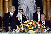 来日したジェラルド・R・フォード大統領と（1974年11月撮影、満73歳）