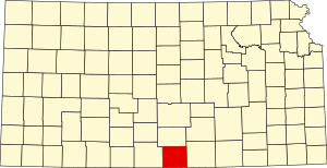 Map of Kansas highlighting Harper County