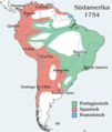 Image 8Spanish and Portuguese control of South America in 1754 CE (from History of Uruguay)