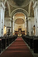 Interior of the CNI Cathedral Church of Redemption, New Delhi, a fine example of the Indo-Saracenic architectureal style.