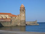 Collioure castle and lighthouse. Mar 2004.