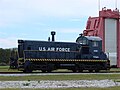 EMD SW8 switching locomotive from the U.S. Air Force Titan program; LC-19 white room at right (interior not accessible)