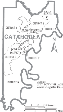 Kaart van Catahoula Parish