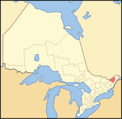 Location of Ottawa in the province of Ontario