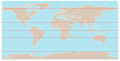 A diagram showing the locations of the five major lines of latitude on an equirectangular projection of the Earth.