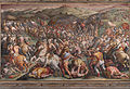 Giorgio Vasari (1511–1574) used earth colors, including ochre and sienna, in his frescos such this in the Hall of the Five Hundred at the Palazzo Vecchio in Florence.[12] In his writings Vasari referred to sienna as terra rossa.[13]
