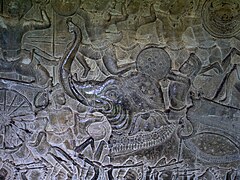 Elefante de guerra representado en Angkor Wat.