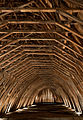 Heart of oak beams of the frame of Saint-Girons church, representing Middle-Age architecture.