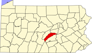 Map of Pennsylvania highlighting Juniata County