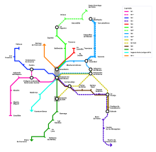 Plano Metropolitano Segovia donde aparecen las líneas a su paso por Abades