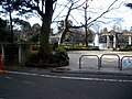 碑文谷公園（東京都目黒区） 奥に噴水を上げている碑文谷池が見える