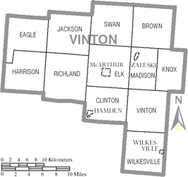 Kaart van Vinton County