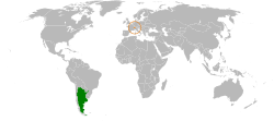 Map indicating locations of Argentina and Switzerland