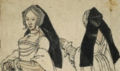 Front and back views of a box-backed gable hood of c. 1528–30. Detail of a drawing by Holbein