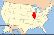 Illinois' location within the United States