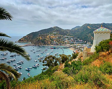 Avalon Harbor from behind the Chimes Tower, est. 1925